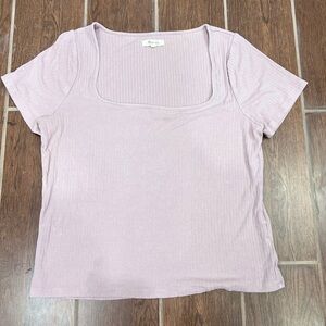 Madewell Light Pink Ribbed Short Sleeve Top